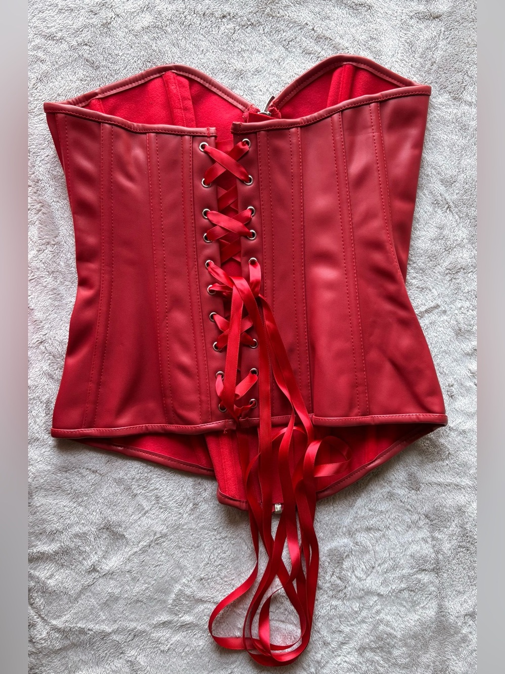 Red Lace-Up Waist Cincher Corset - Women Accessories